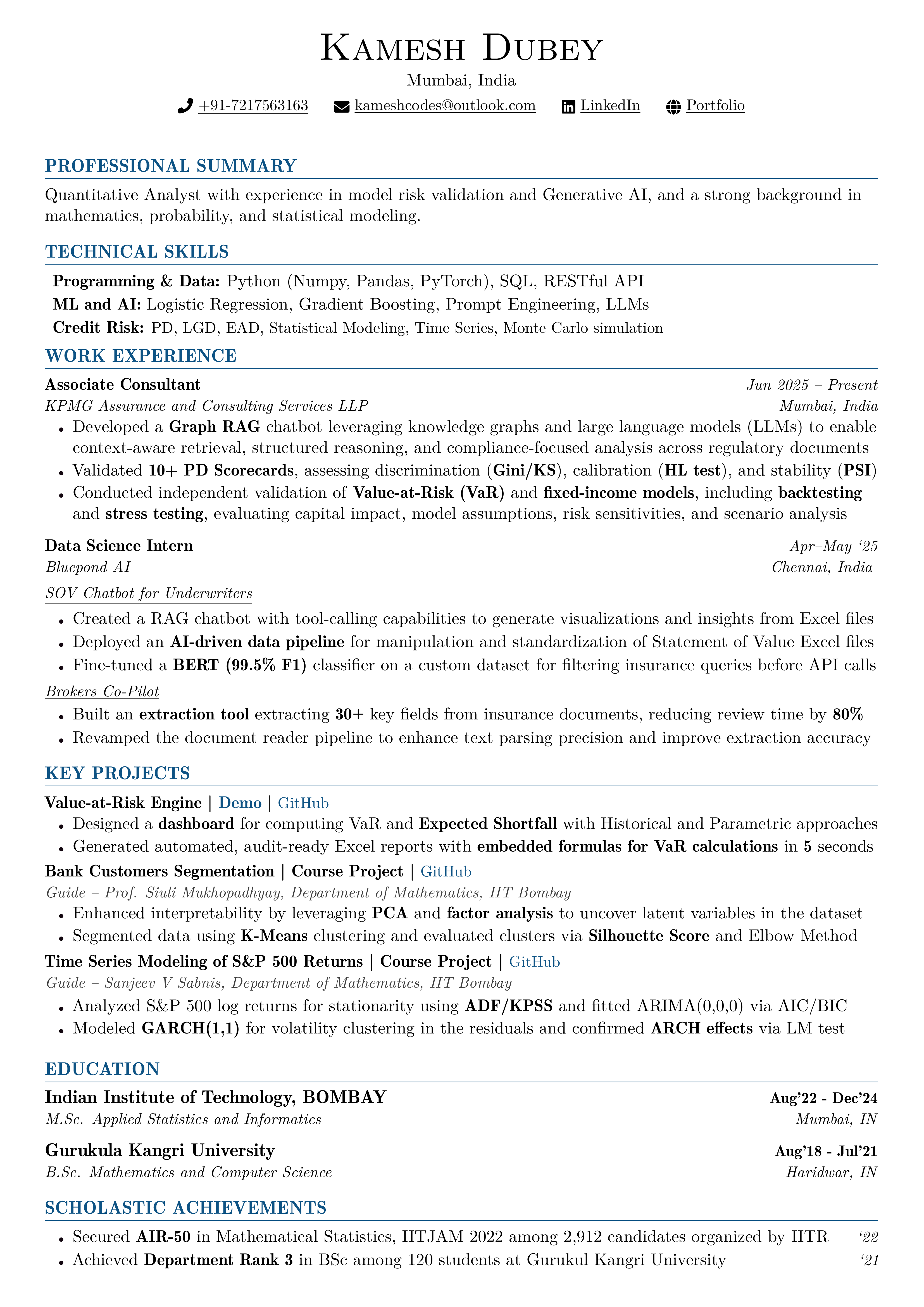 Resume — Kamesh Dubey